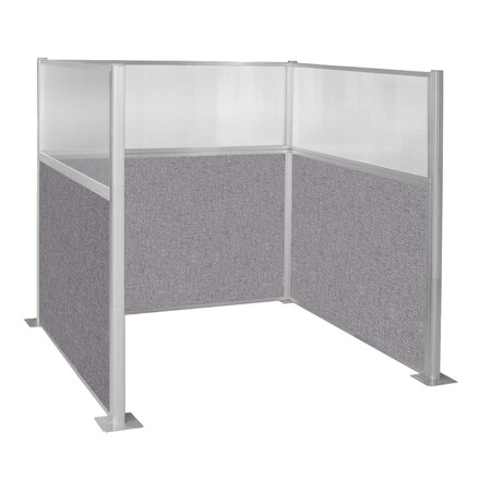 Versare Pre-Configured Hush Panel Cubicle (U Shape) 6' x 6' W/ Window Cloud Gray Fabric 1861208